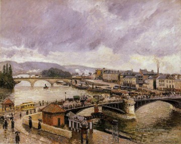 ルーアン橋の雨の影響 1896年 カミーユ・ピサロ Oil Paintings